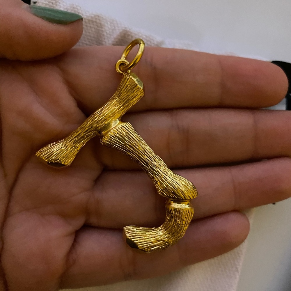 SOLD Celine Large Bamboo J Pendant - Picture 2 of 3